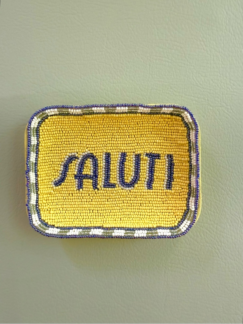 Anthropologie Fiona Saluti Beaded Trinket Dish Tray - Marks on linen backing